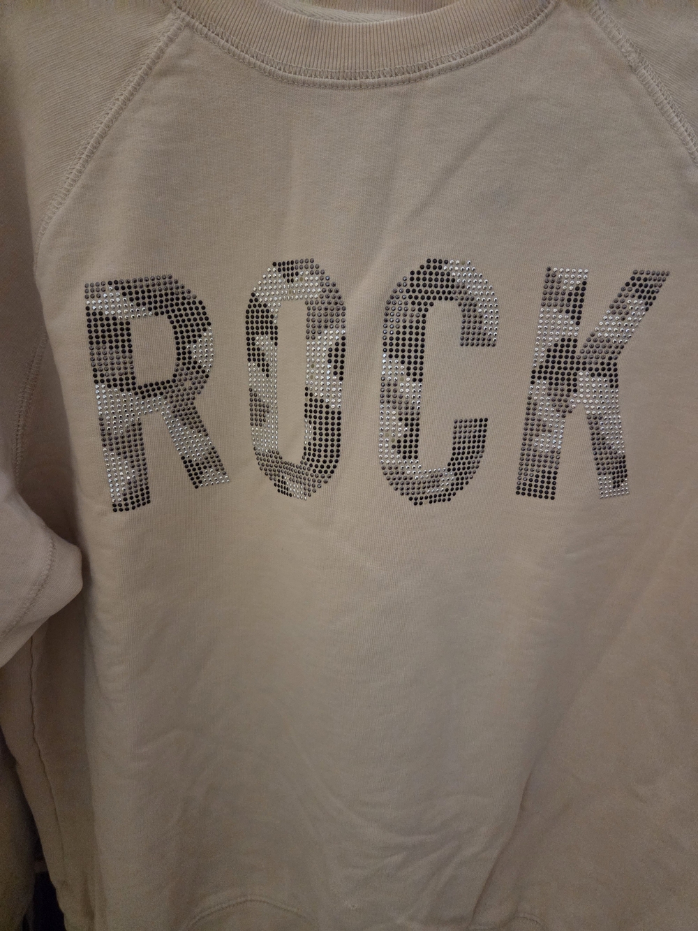 Zadig & Voltaire Beige Sweatshirt with Silver Sequin ROCK